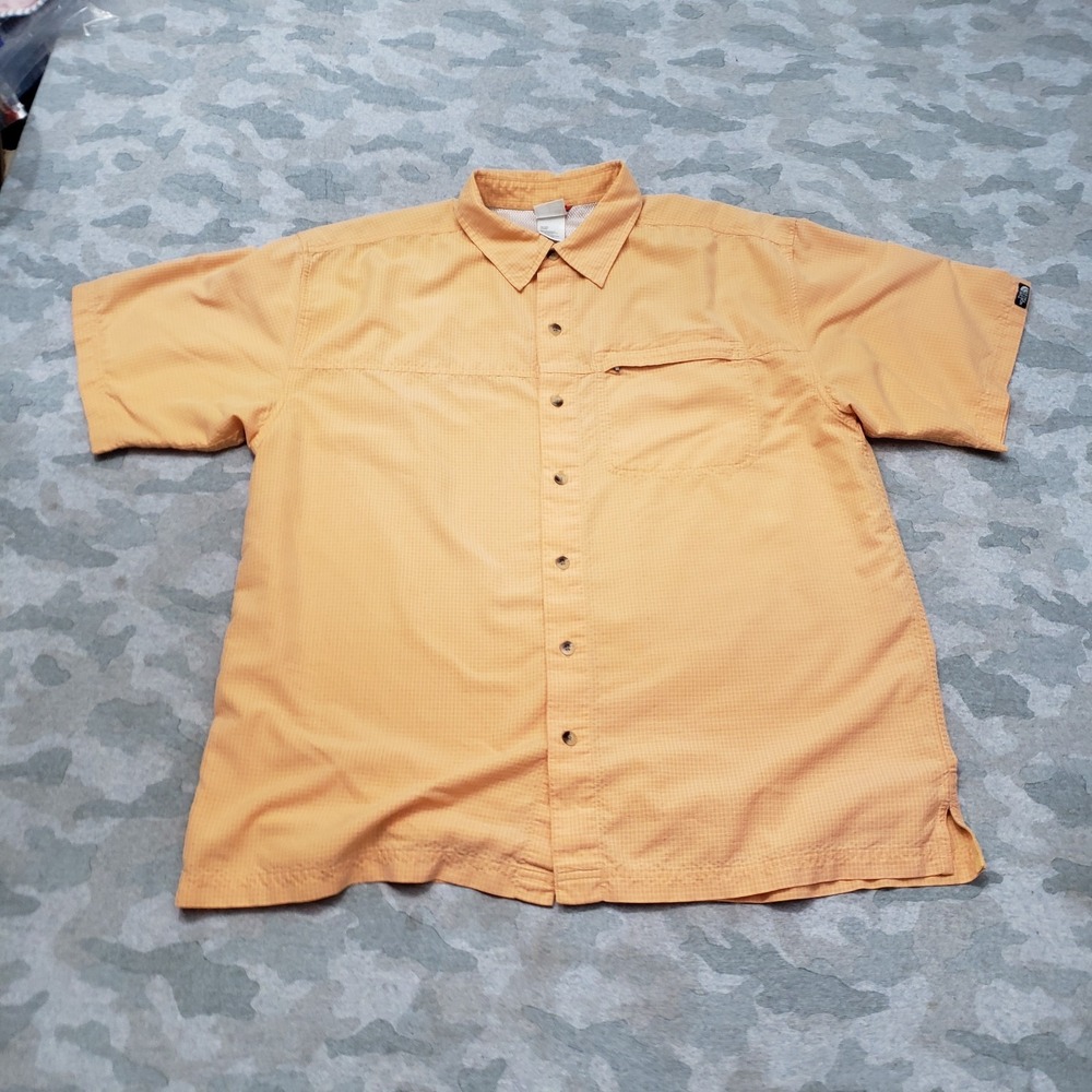 The North Face Shirt Mens Large Orange Pockets Short Sleeve Button Up